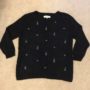 Ann Taylor LOFT size M Black sweater with jewels